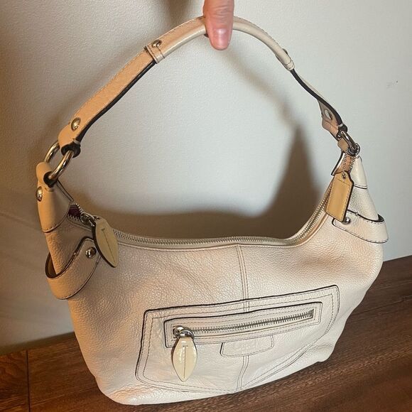 Coach Shoulder Bag Leather Purse Stone Pebbled Leather - Picture 1 of 8